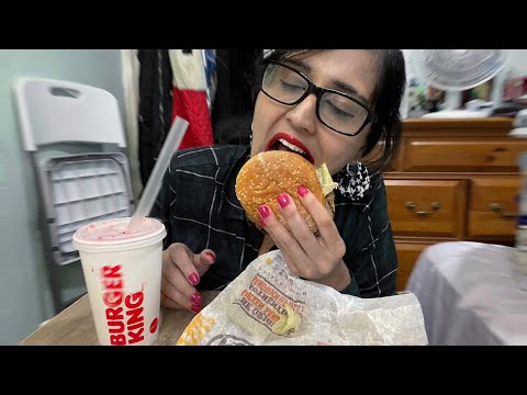 ASMR Whisper Eating Sounds |My Dinner ( Vegetarian Burger With A Delicious Drink!)