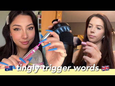 ASMR tingly trigger words + random triggers with @Heyitsjemma. 💕Aussie + British accents | Whispered
