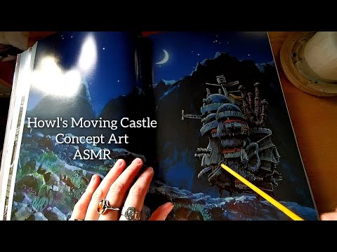 Gentle Clicky Whispers // Tracing Howl's Moving Castle Concept Art ASMR *mouth sounds*
