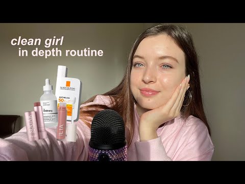 ASMR my clean girl skincare and makeup routine 🫧🧴💕🎀🧖🏻‍♀✨(1 hour)