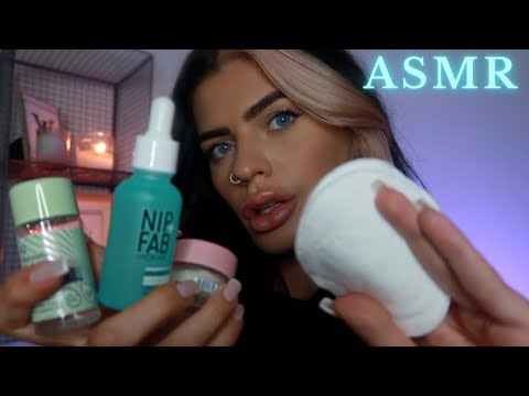 ASMR Sleepover ✨ Removing Your Makeup & Applying Skincare (layered sounds, personal attention)