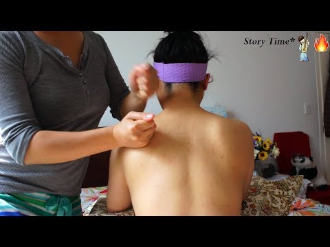 ASMR *Story Time Whispers* "BEAT THE BONES" Chinese Neck + Upper Back Massage w. Fireplace Sounds