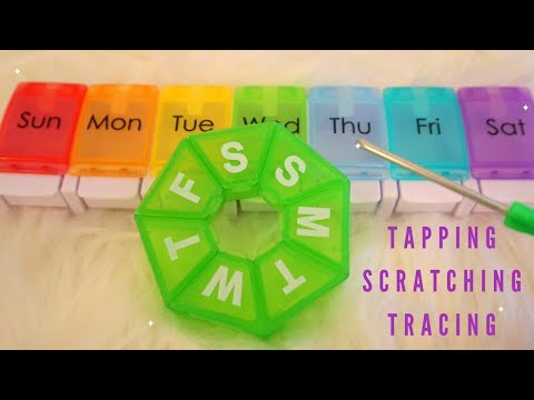 ASMR | Tracing, Scratching, Whispering, Repeating Words and Tapping on Pill Organizer/Pill Container