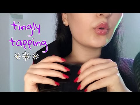 ASMR super tingly phone tapping +mouth sounds(perfect for background)🌙✨