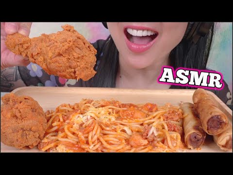 ASMR PINOY SPAGHETTI + FRIED CHICKEN (EATING SOUNDS) NO TALKING | SAS-ASMR