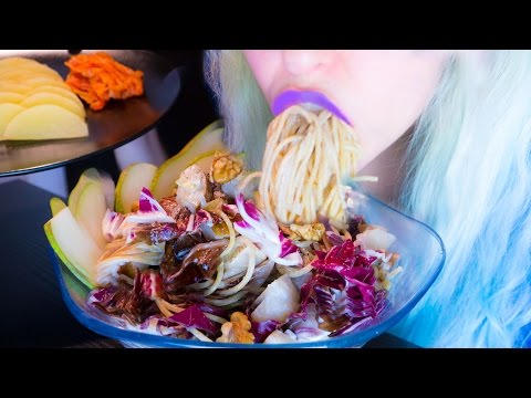 ASMR: Creamy Pear Pasta with Radicchio & Walnuts ~ Relaxing Eating Sounds [No Talking | Vegan] 😻