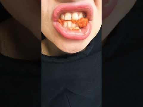 ASMR 🤯 flaming hot CHEETO is made out of WHAT?!? satisfying mouth sounds chewing vegan dupe #shorts