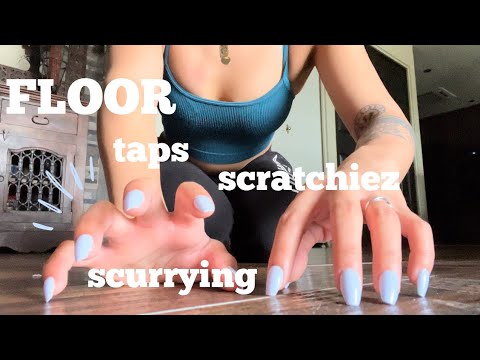 ASMR floor tapping, scratching, scurrying up to camera taps  (3 different floors)
