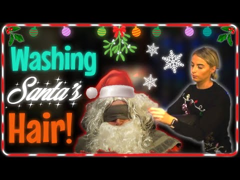 [ASMR] Washing Santa's Hair! | Hair washing | Blow Dry !!