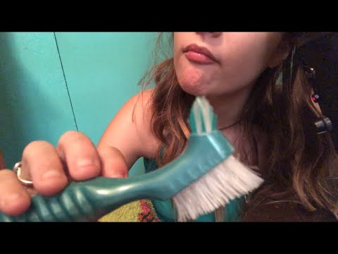 ASMR touching you with a weird thing - face brushing camera brushing face stipling brushing sounds