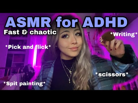 ASMR FOR ADHD - 35 SUPER FAST CHAOTIC TRIGGERS!! ❤️❤️😴 (spit painting,camera brushing, picking…)