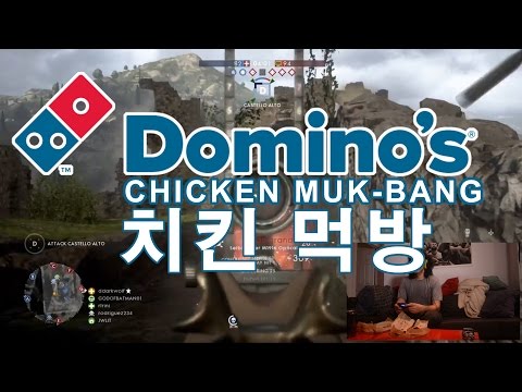 Dominos Chicken Review and Battlefield 1 Food Challenge 치킨 먹방