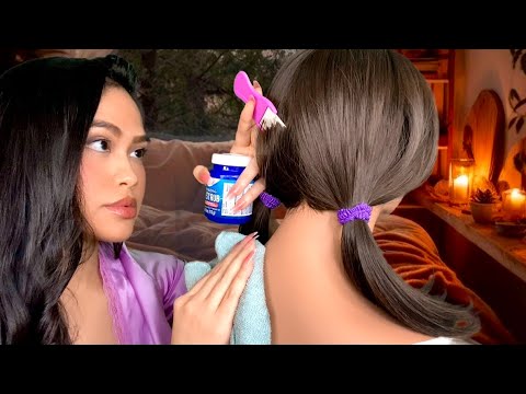 ASMR Mom Gives U Lice Check + Back Scratch & Tracing (Ur Sick🤒) Hair Play, Scalp Scratching, gum rp