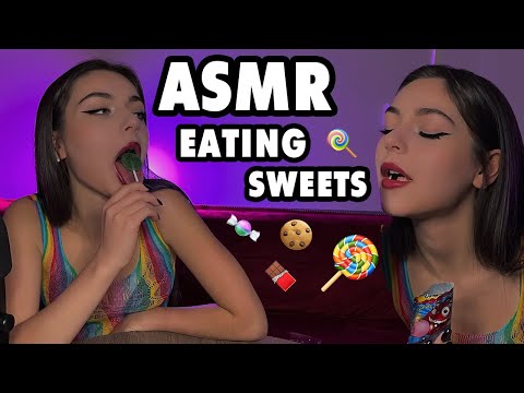 ASMR | Licking LOLLIPOP 🍭 EATING SWEETS: SOUR CANDIES, COOKIES (Mouth Sounds & MUKBANG) | Elanika