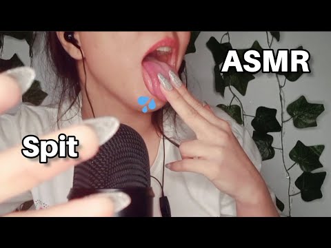 asmr ♡ Spit painting 👅and mouth sound 👄and chewing gum , no talking, Fast and aggressive 🌈💫