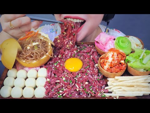 ASME KOREAN RAW BEEF  EATING SOUNDS | LINH-ASMR