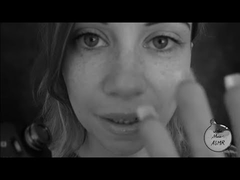 ASMR - Black and White Close up  Unintelligible Whisper with the Tascam/ Hand Movements