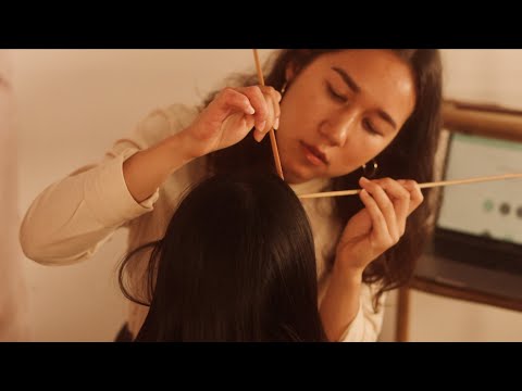 [ASMR] Real Person Scalp Check with Sticks 💆🏻‍♀️ Custom Hair Care Consultation Roleplay