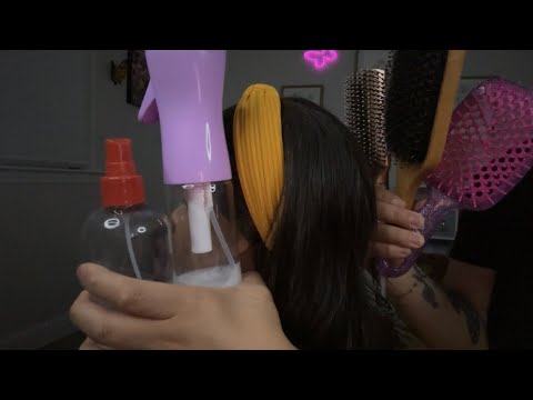 ASMR| Hair Salon roleplay- hair brushing & lots of hair spraying 😴