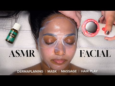 Pure ASMR Facial 💆‍♀️ (No Talking) | Hydrafacial, Dermaplaning, Mask, Massage, Hair Play