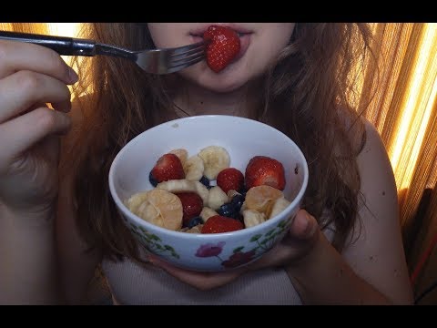 Open Mouth Eating ASMR - Simple Fruit Salad - Soft and Juicy Eating Sounds (No Intro/No Talking)