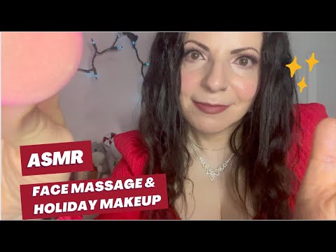 ASMR Roleplay Doing Your Holiday Makeup and Face Massage for Sleep