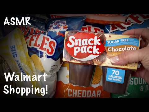 ASMR Shop with Rebecca @ Walmart! (No talking) Shopping haul at the end. Lots of crinkles & food!