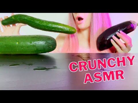 CRUNCHY ASMR Eating Raw Vegetables! 🥒🍆 (eating sounds)