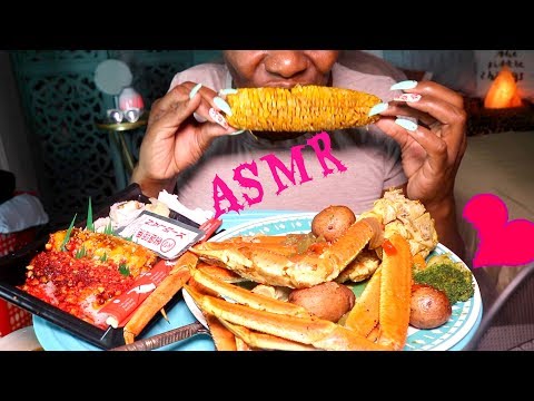 SUSHI MUKBANG ASMR Eating Seafood Boil Lip Smacking/SPICY