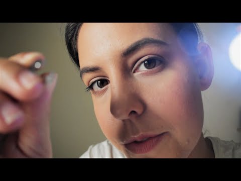 {ASMR} Shaping and Filling Your Brows | Close and Personal, Tweezers, Flashlight