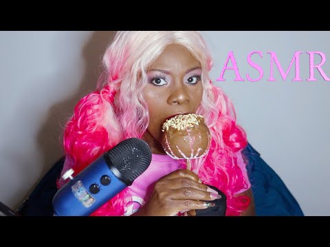 Thick Chocolate Caramel With Sprinkle Pears ASMR Eating Sounds