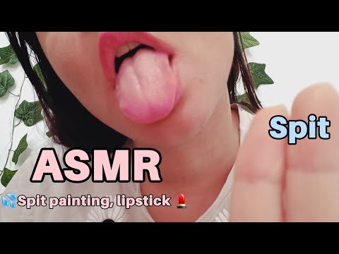 asmr ♡ Spit painting 💦👅and Glossy lipstick sounds, mouth sounds, fast and aggressive, no talking ✨️🌙