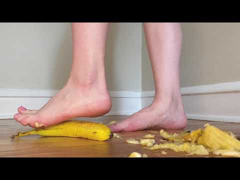 Crushing bananas with my feet - Foot crush