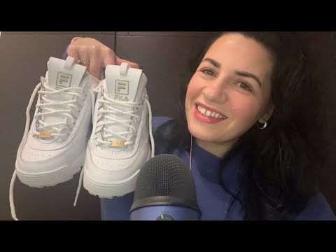 ASMR | New Fila Chunky Trainers 👟 (Whispering, Tapping & Fabric Scratching)