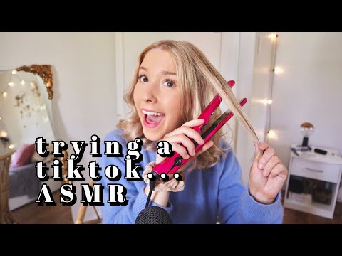 ASMR attempting to curl my hair with a straightener