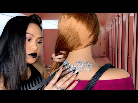 ASMR Goth Girl Befriends U & Plays With Your Hair + Back Scratch & Tracing, Makeup RP | light gum