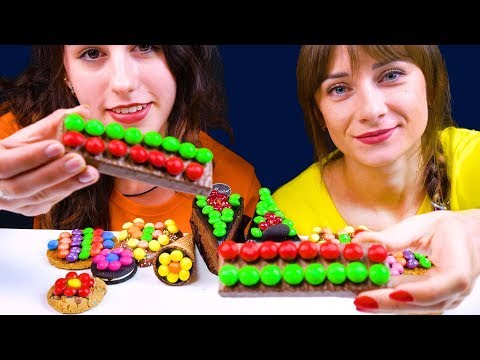 ASMR SKITTLES CANDY BARS, CHOCOLATE CAKE, KRISPY WAFFLES, 리얼사운드 먹방  Lilibu ASMR