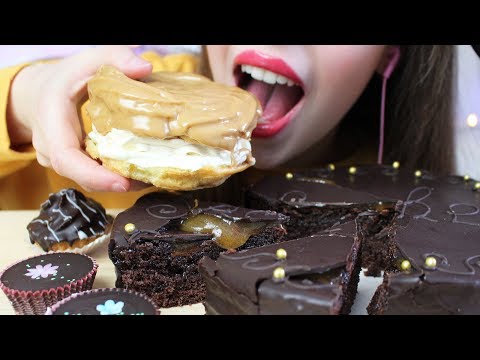ASMR Giant PROFITEROLE + Sacher CHOCOLATE CAKE (Eating Sounds) No Talking