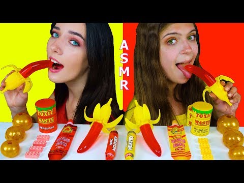 ASMR BANANA JELLY, POPPING BOBA IN A JELLY BALLS, SOUR LIQUID CANDY EATING SOUNDS