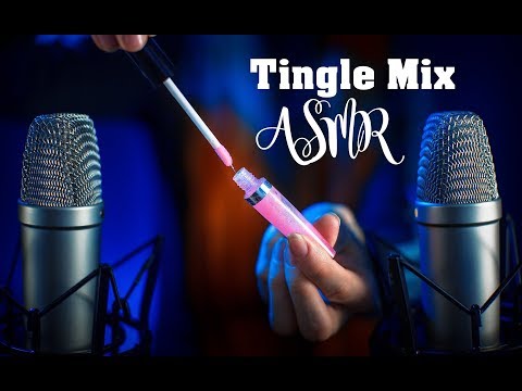 ASMR - TINGLE MIX 💄 Lip gloss, mic brushing, finger fluttering + more. No talking