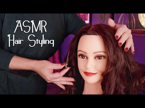 ASMR Mannequin Hair Play 💇🏽‍♀️ Curling Tongs, Brushing, Clips, Soft Speaking