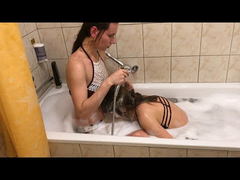 ASMR Wash Hair | Brushing Wet Hair | Not Lesbians | Two Sisters together again