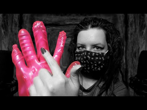 ASMR Rubber gloves ribbed for your earholes' pleasure, sticky sounds, bath gloves