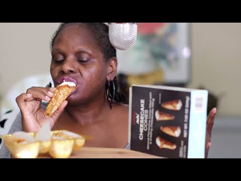 ASMR Trying Mini Cheese Cake Cones Eating Sounds