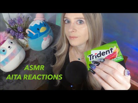ASMR Gum Chewing Close Whisper - Am I The A-hole AITA | Long Nail Tapping