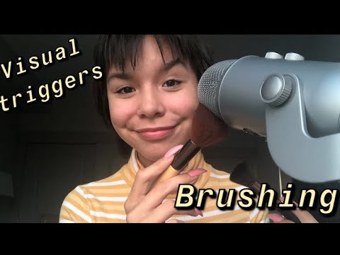 ASMR brushing the microphone and visual triggers🌞