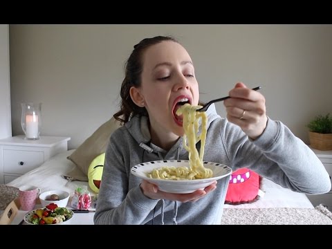 ASMR Whisper Eating Sounds | Pasta With Cheese Sauce, Salad & Chaga tea