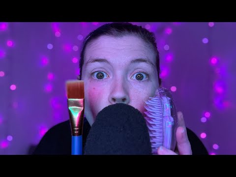 ASMR Mic Brushing Triggers With Whispers and Mouth Sounds