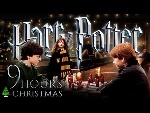 🎄 Harry Potter CHRISTMAS 9 HOURS Ambience & Music - Multiple Scenes - Hogwarts & More 🎄 Cinemagraphs
