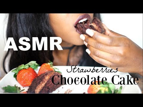 🌱ASMR eating dessert: Creamy Delicious CHOCOLATE Cake & STRAWBERRIES  デザート | Eating sounds